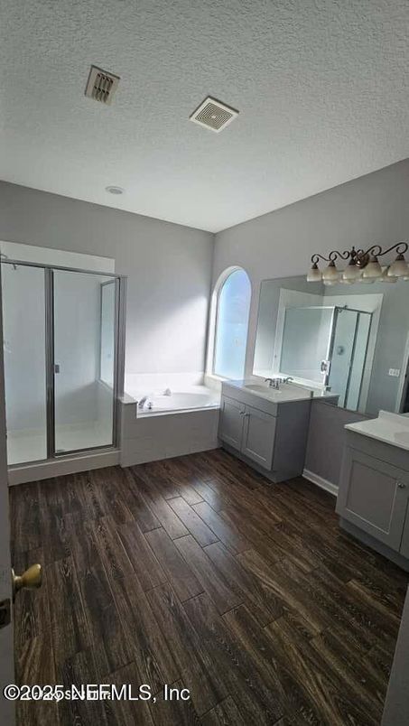 Bathroom, Glass Shower, Interior, Wood Texture Flooring