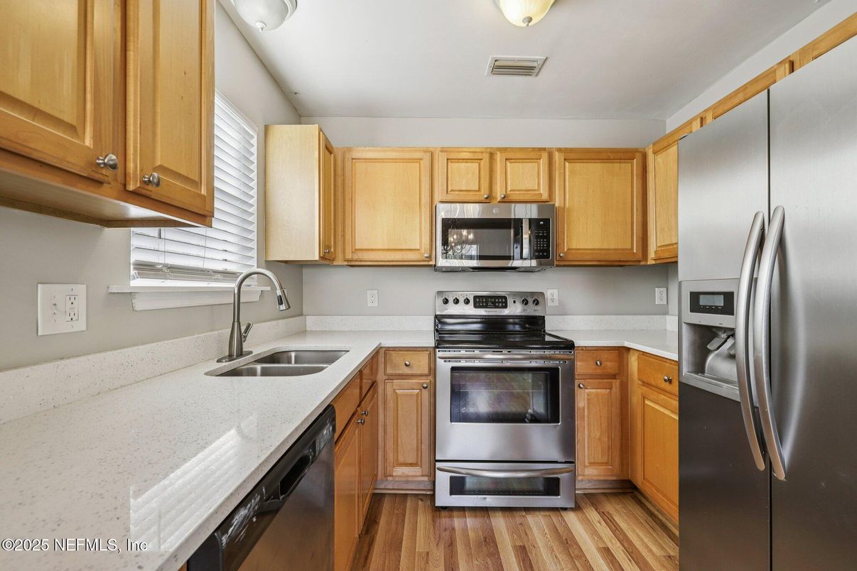 Interior, Kitchen, Stainless Steel Appliances, Wood Texture Flooring
