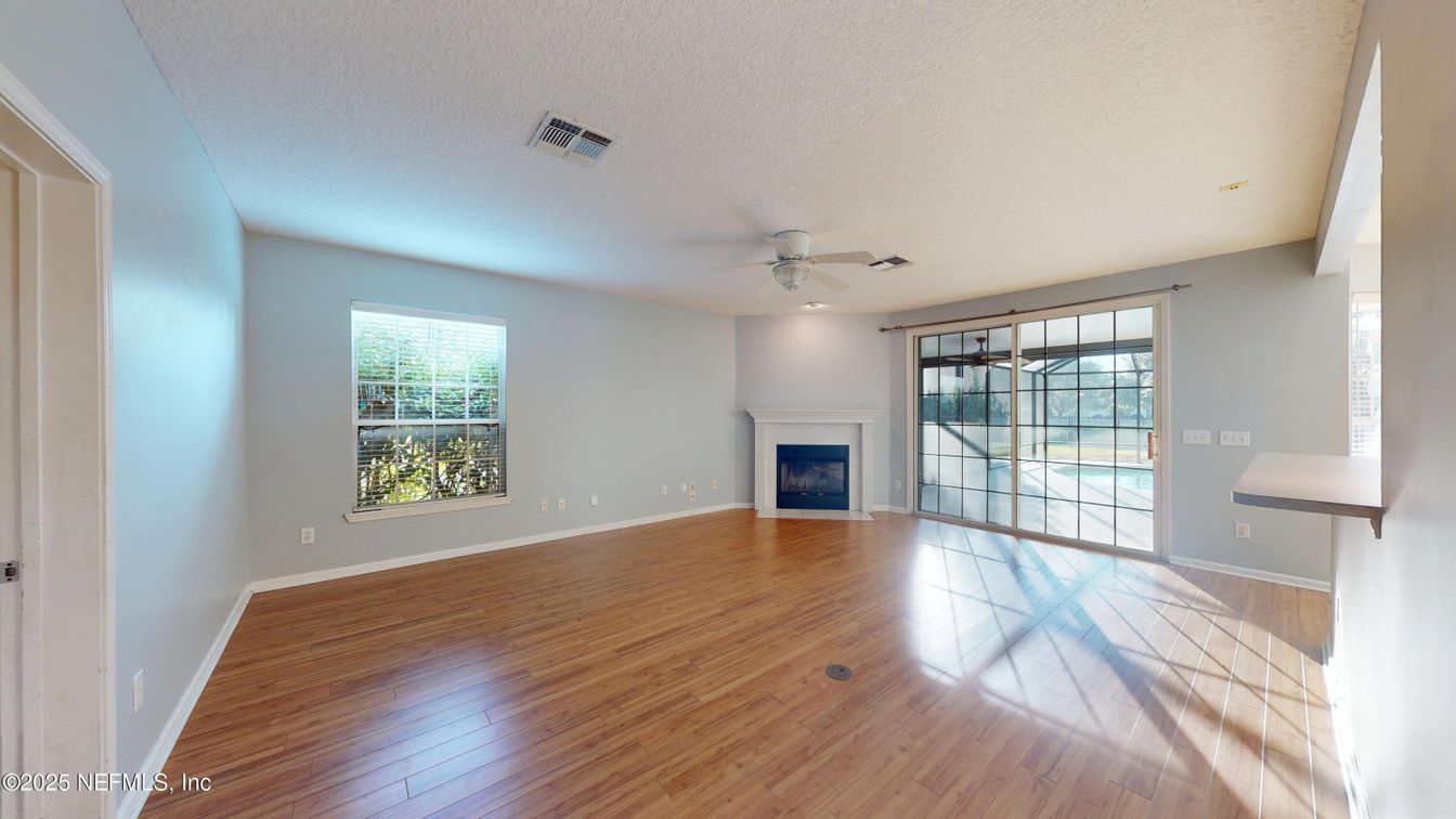 Empty room, Fireplace, Interior, Wood Texture Flooring