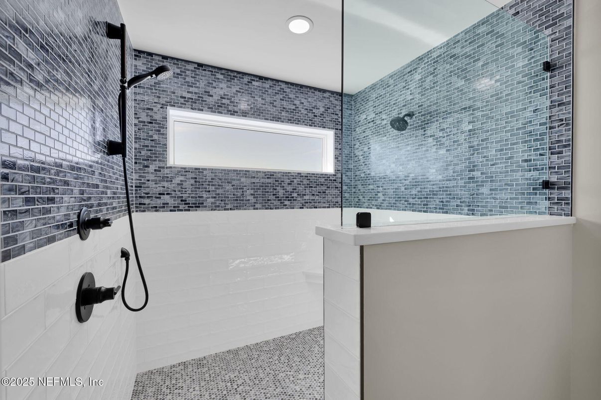 Bathroom, Glass Shower, Interior, Recessed Lighting