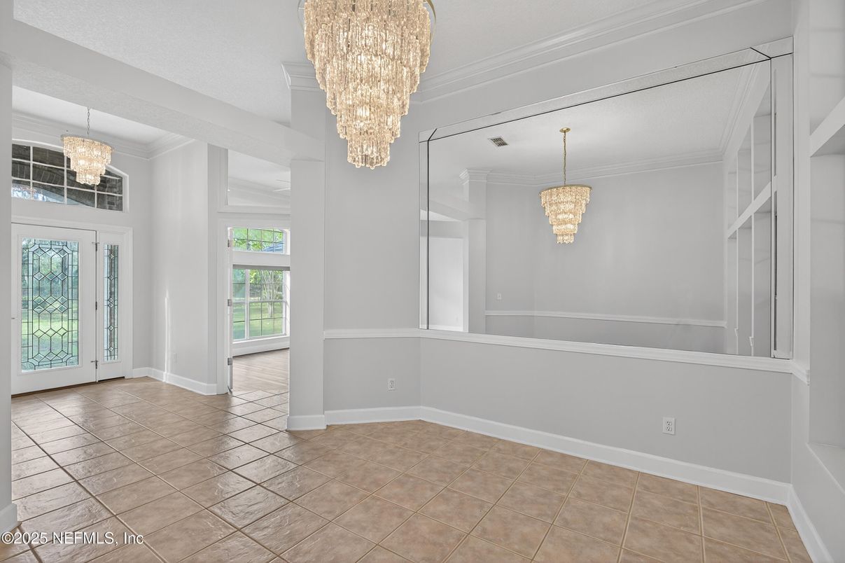 Chandelier, Empty room, Interior