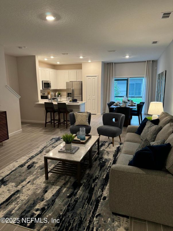 Dining room, Interior, Kitchen, Living room, Recessed Lighting, Stainless Steel Appliances