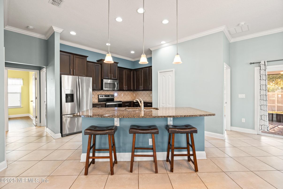 Interior, Kitchen, Pendant Lights, Recessed Lighting, Stainless Steel Appliances