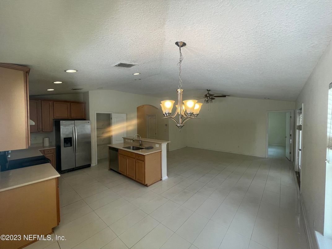 Chandelier, Interior, Kitchen, Recessed Lighting, Stainless Steel Appliances