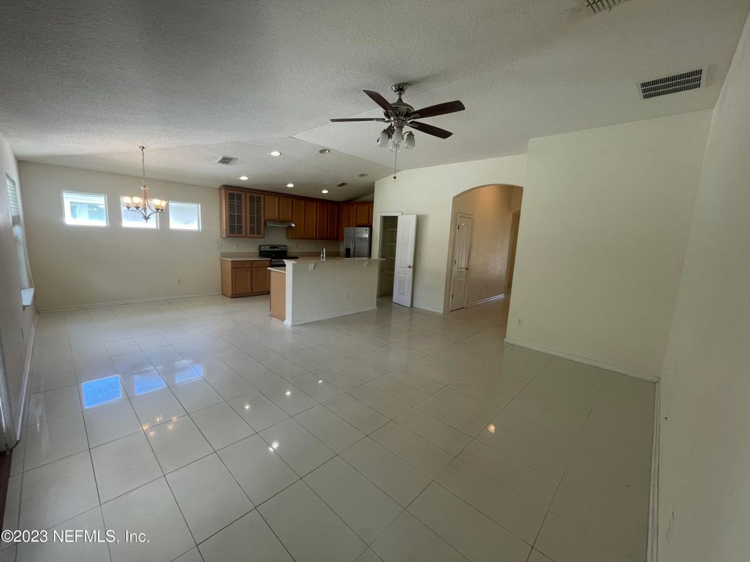 Chandelier, Empty room, Interior, Kitchen, Recessed Lighting