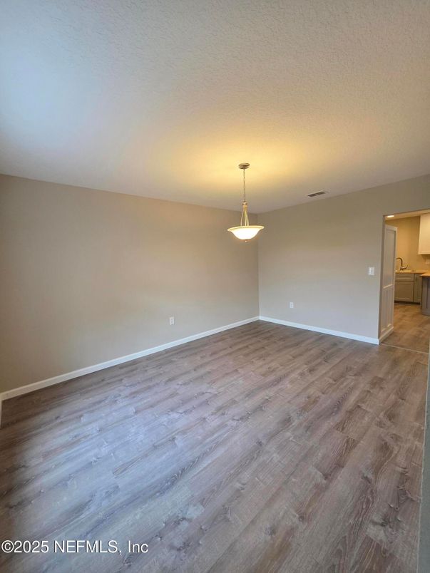 Empty room, Interior, Pendant Lights, Wood Texture Flooring