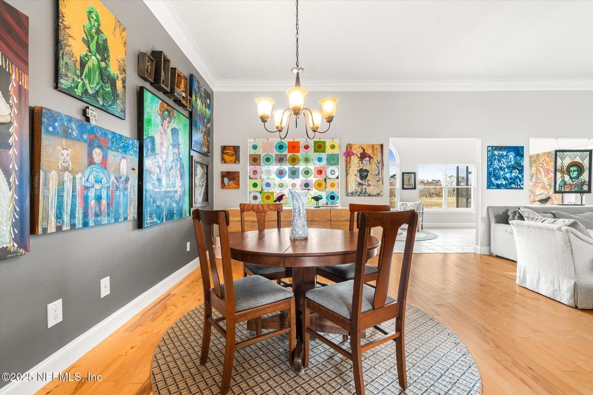 Chandelier, Dining room, Interior, Wood Texture Flooring