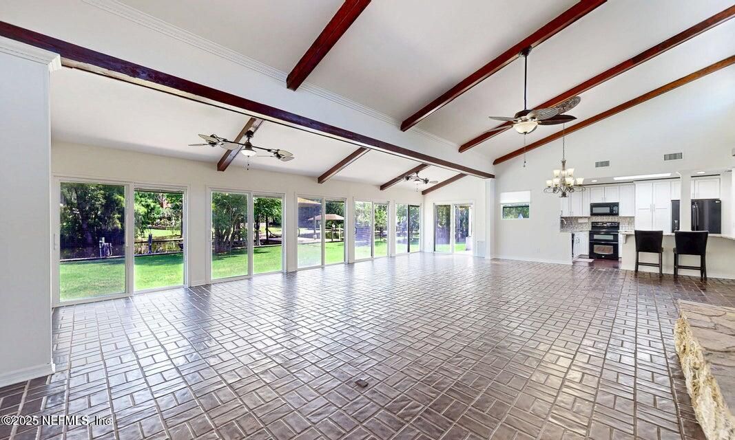 Chandelier, Empty room, Interior, Kitchen, Wooden Beams