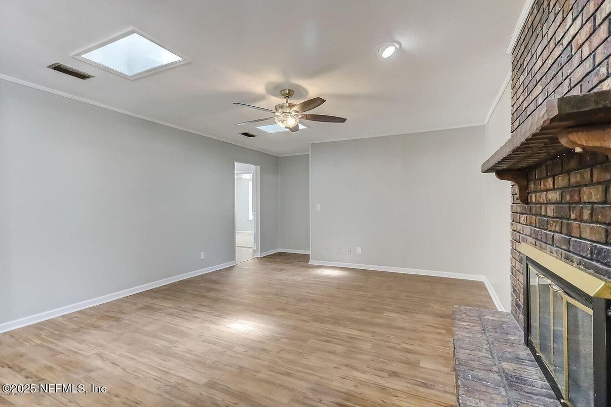 Empty room, Fireplace, Interior, Wood Texture Flooring