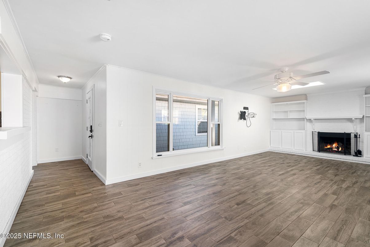 Empty room, Fireplace, Interior, Wood Texture Flooring