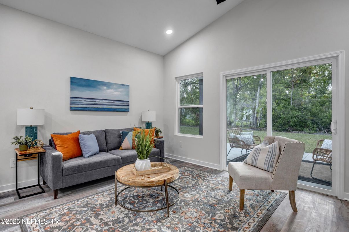 Interior, Living room, Recessed Lighting, Wood Texture Flooring