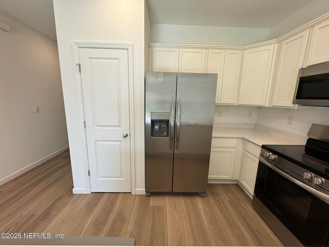 Interior, Kitchen, Stainless Steel Appliances, Wood Texture Flooring
