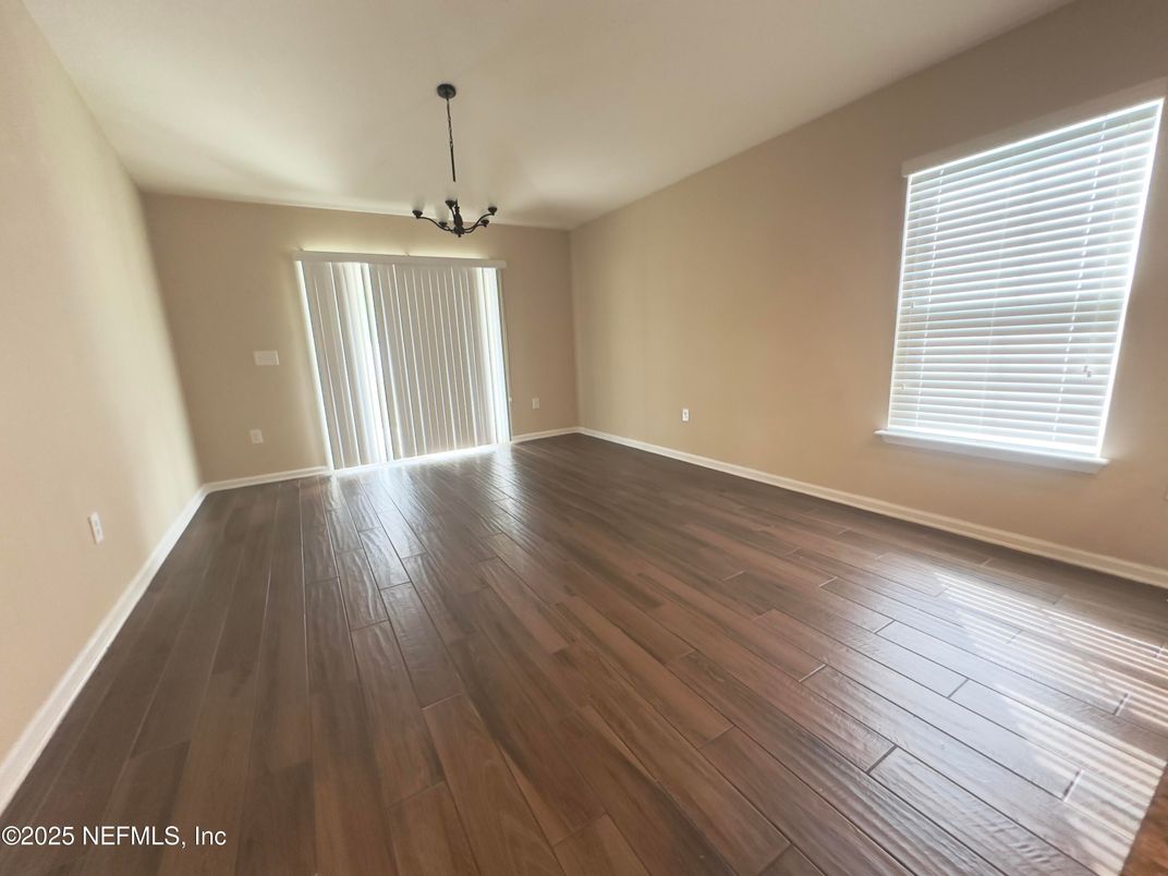 Empty room, Interior, Pendant Lights, Wood Texture Flooring