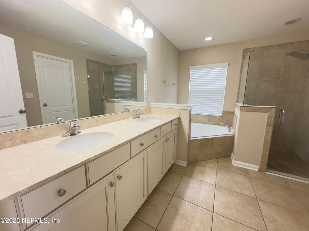 Bathroom, Dual Sink Vanities, Glass Shower, Interior, Recessed Lighting