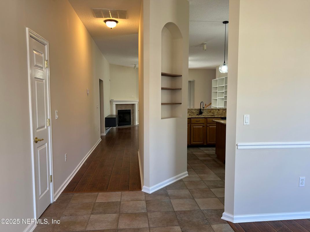 Fireplace, Interior, Pendant Lights, Wood Texture Flooring