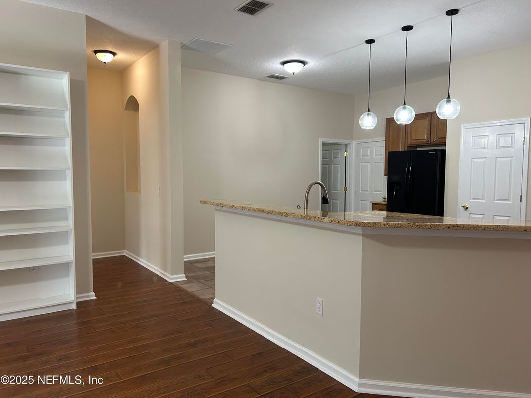 Interior, Kitchen, Pendant Lights, Wood Texture Flooring