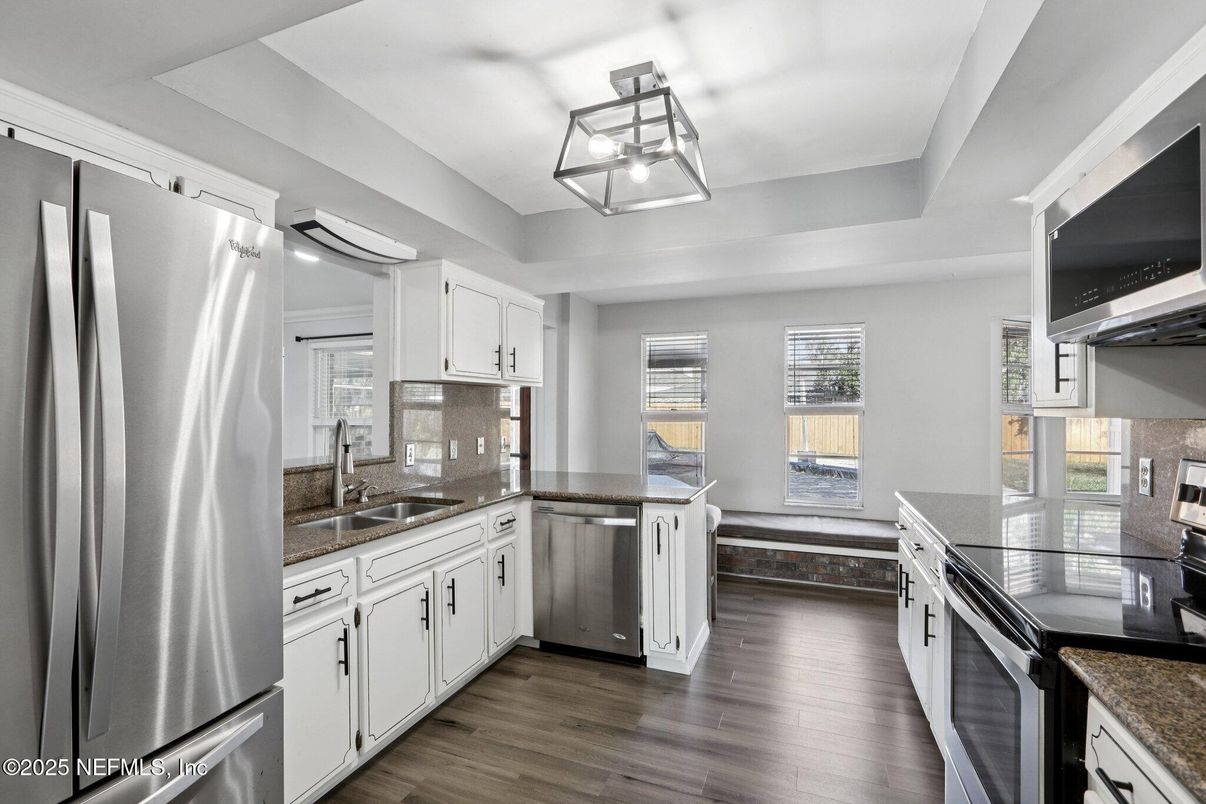 Interior, Kitchen, Stainless Steel Appliances, Wood Texture Flooring