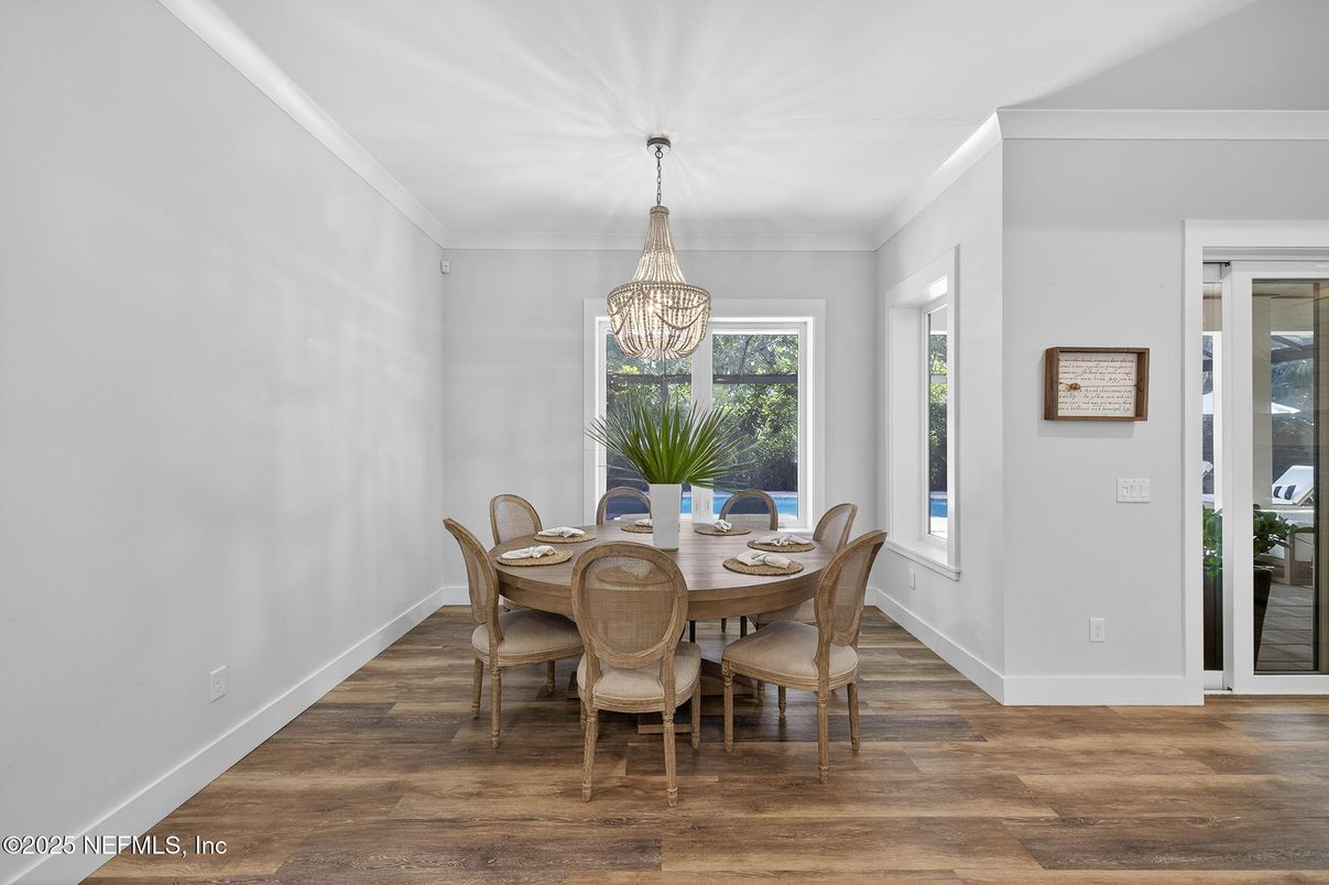 Chandelier, Dining room, Interior, Wood Texture Flooring