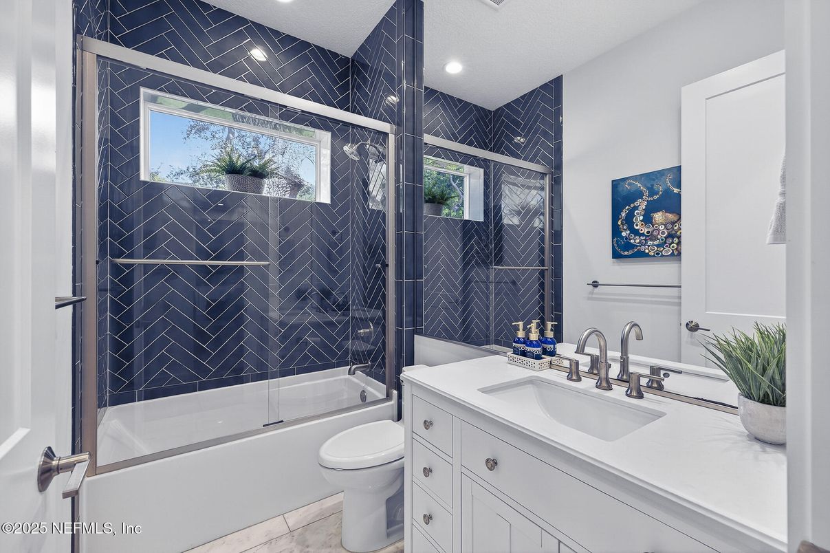 Bathroom, Glass Shower, Interior, Marble, Recessed Lighting