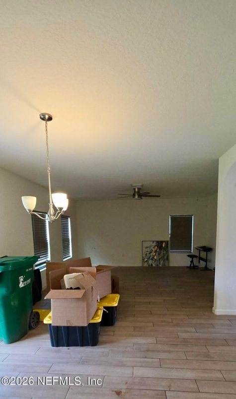 Fireplace, Interior, Pendant Lights, Wood Texture Flooring