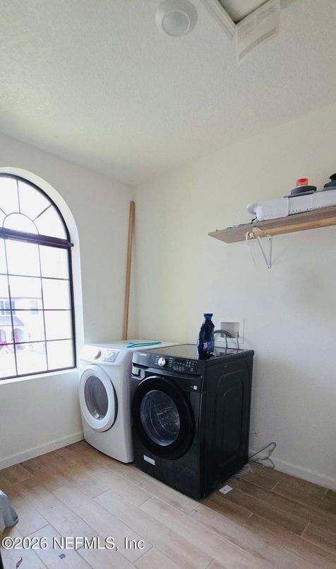 Interior, Washer, Wood Texture Flooring
