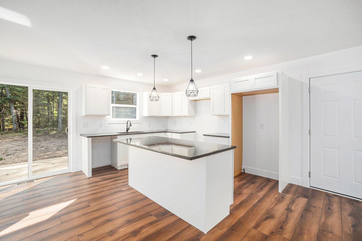 Interior, Kitchen, Pendant Lights, Recessed Lighting, Wood Texture Flooring