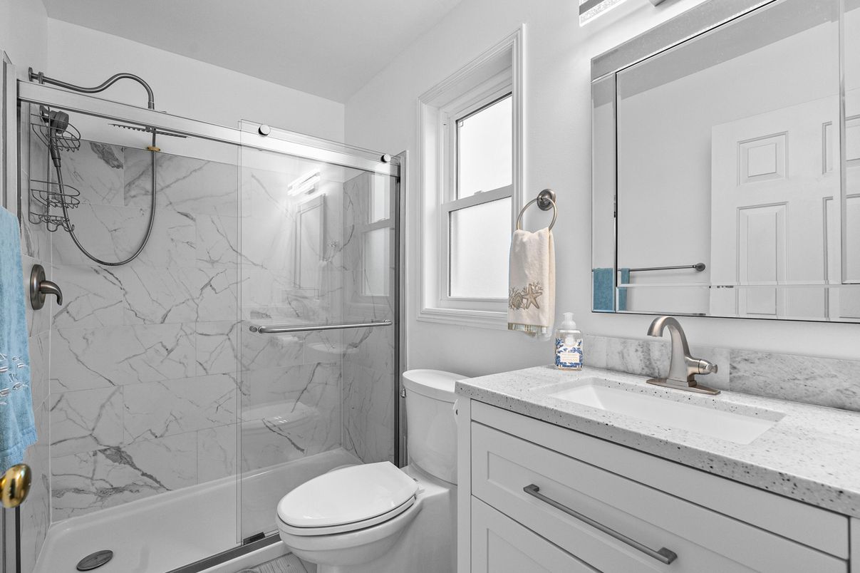 Bathroom, Glass Shower, Interior, Marble Walls