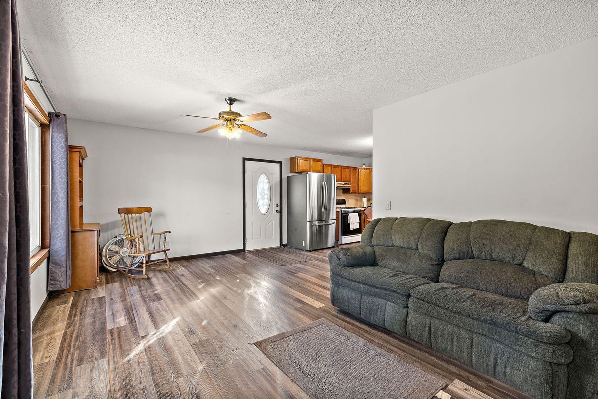 Interior, Kitchen, Living room, Stainless Steel Appliances, Wood Texture Flooring