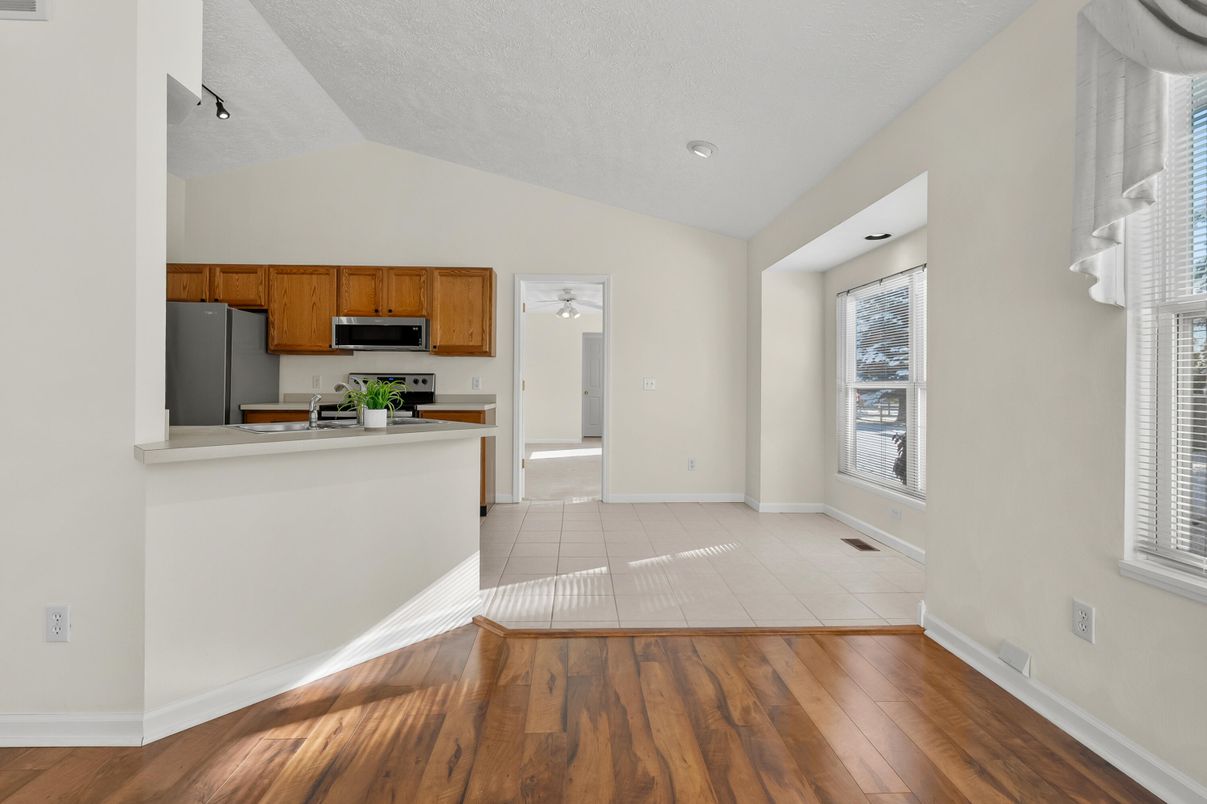 Interior, Kitchen, Recessed Lighting, Wood Texture Flooring