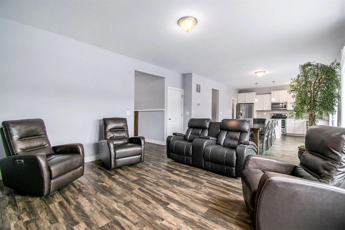 Home Theatre Room, Interior, Kitchen, Living room, Stainless Steel Appliances, Wood Texture Flooring