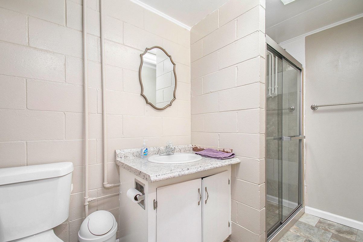 Bathroom, Glass Shower, Interior, Stone Walls