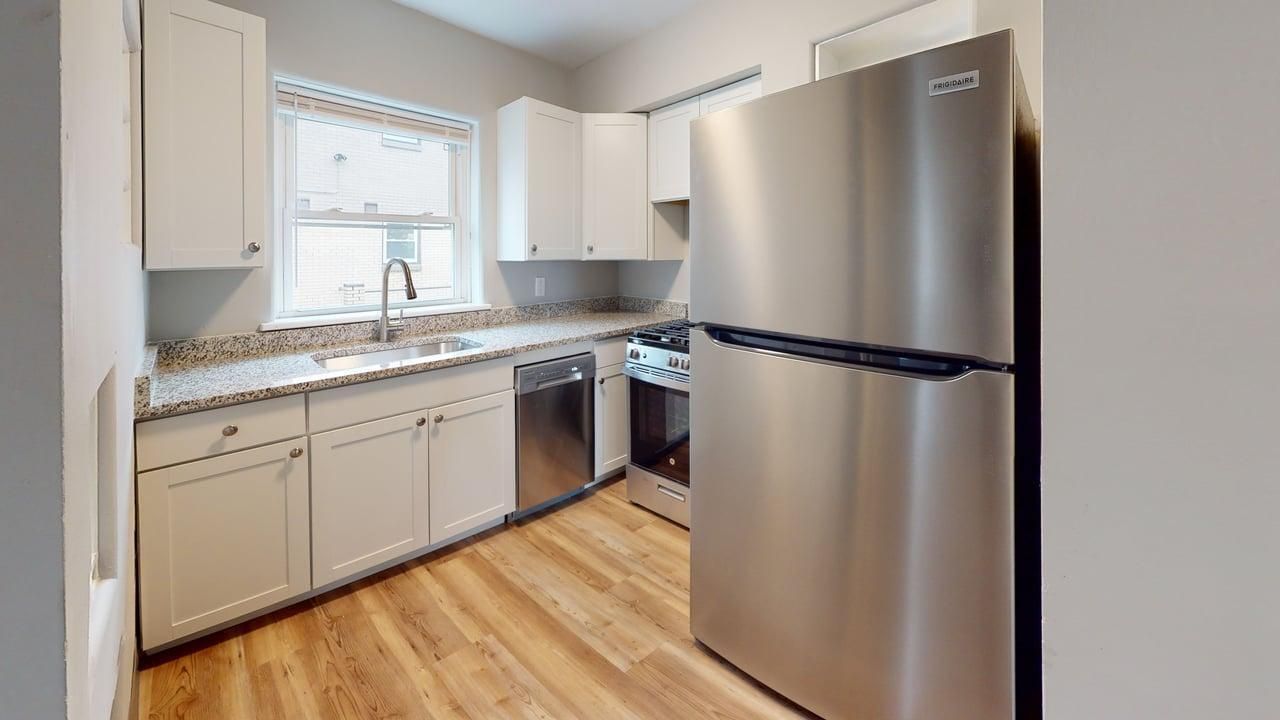 Interior, Kitchen, Stainless Steel Appliances, Wood Texture Flooring