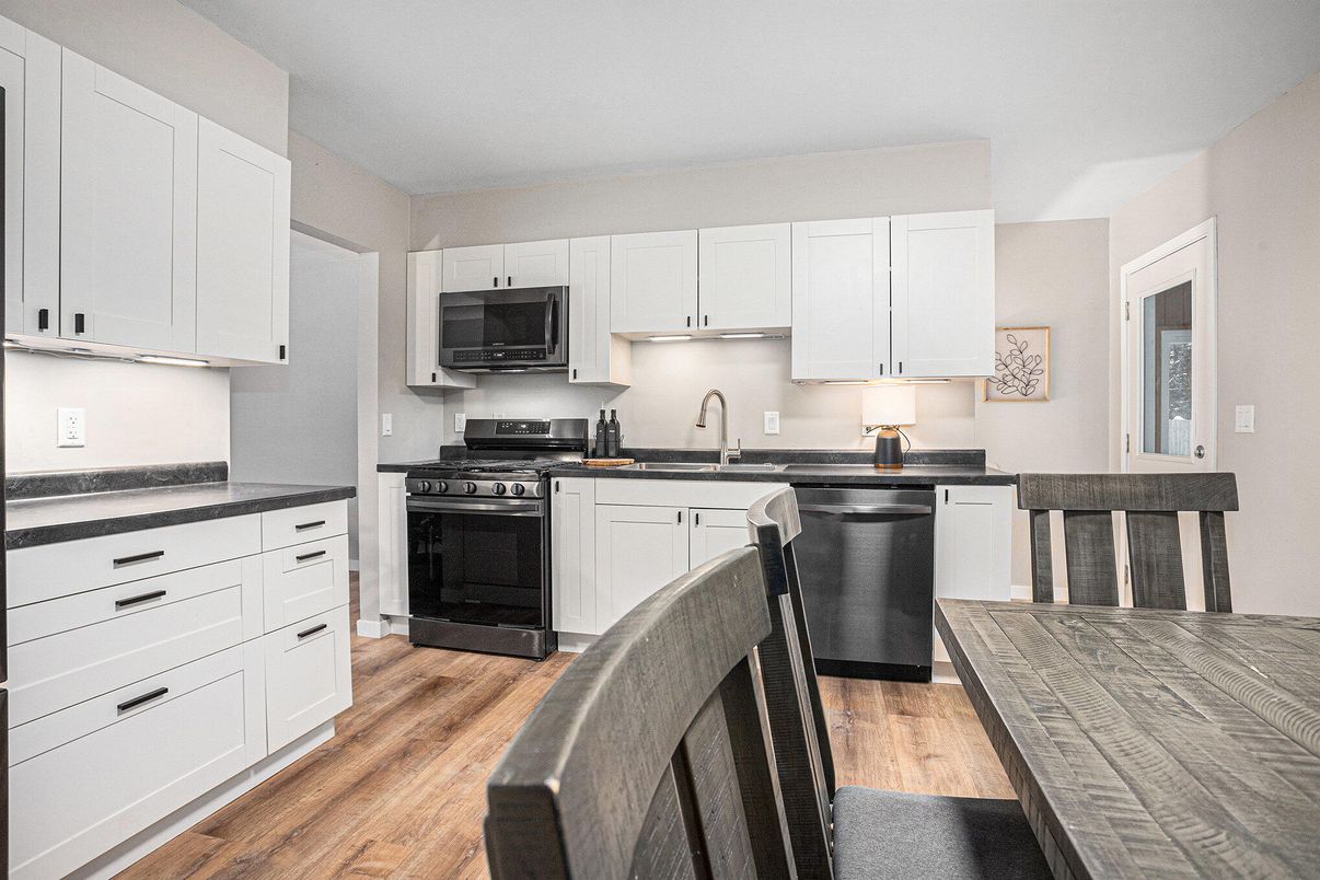 Interior, Kitchen, Stainless Steel Appliances, Wood Texture Flooring