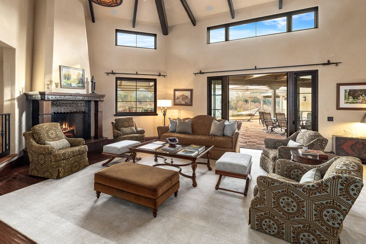 Fireplace, Interior, Living room, Wooden Beams, Wood Texture Flooring