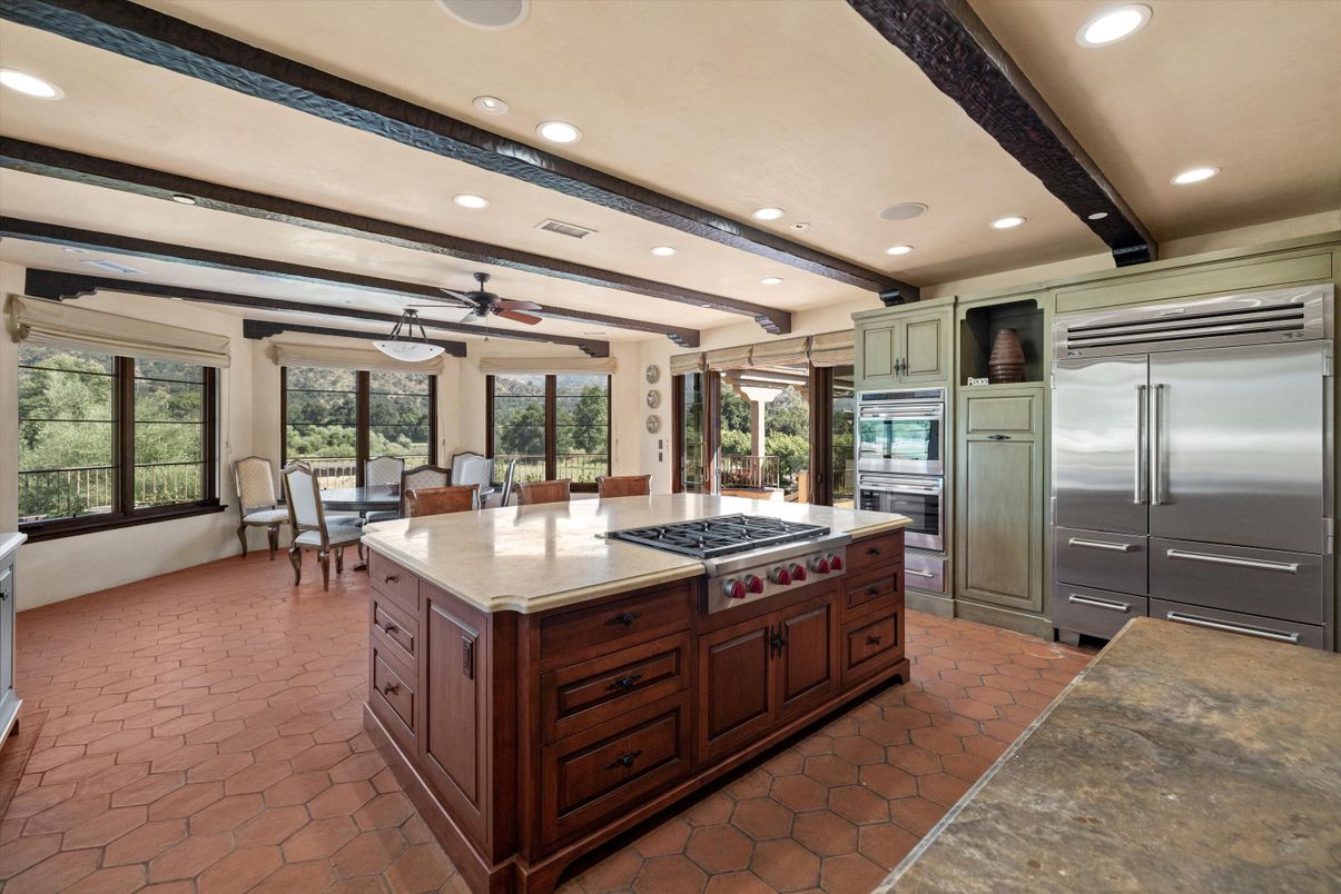 Dining room, Interior, Kitchen, Recessed Lighting, Stainless Steel Appliances, Wooden Beams
