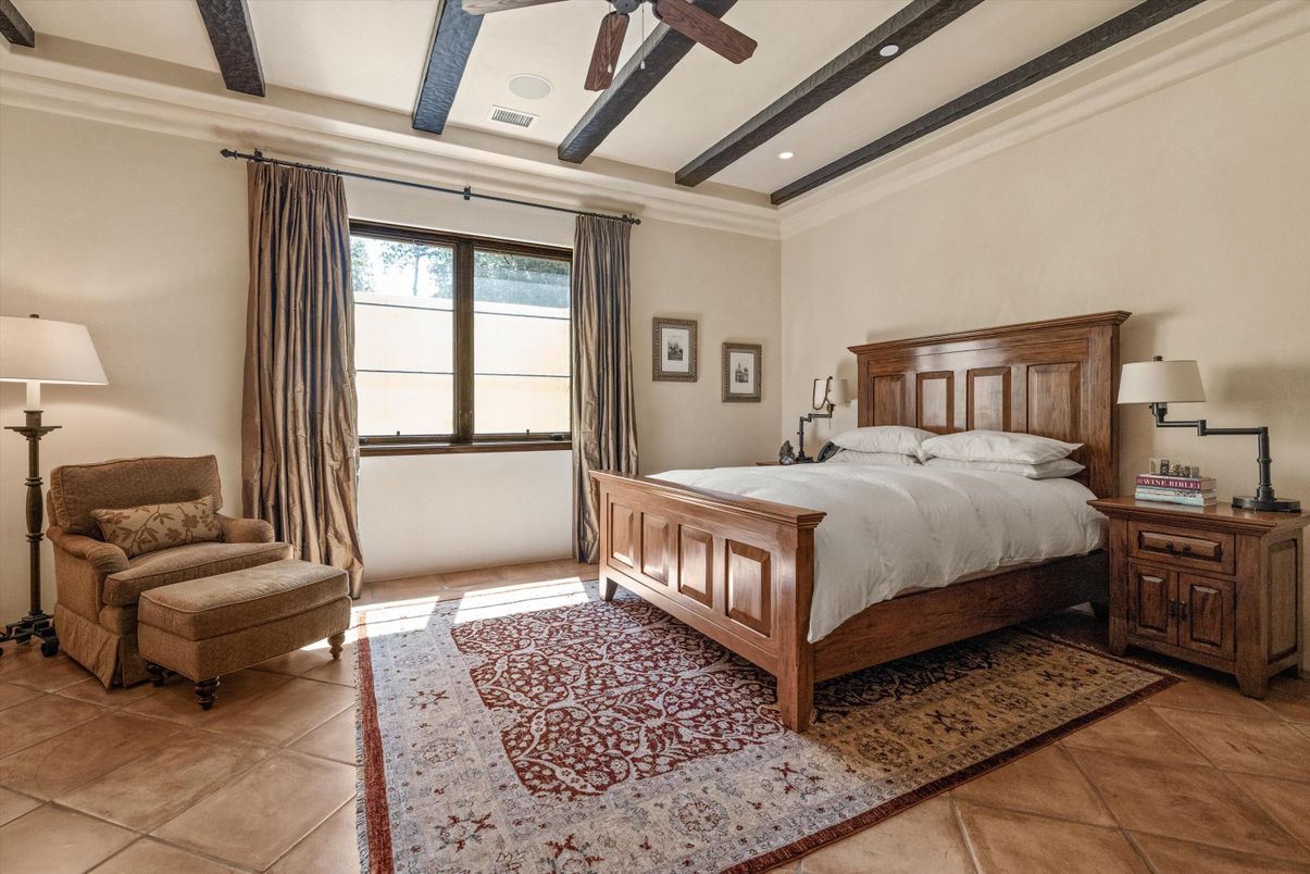 Bedroom, Interior, Recessed Lighting, Wooden Beams