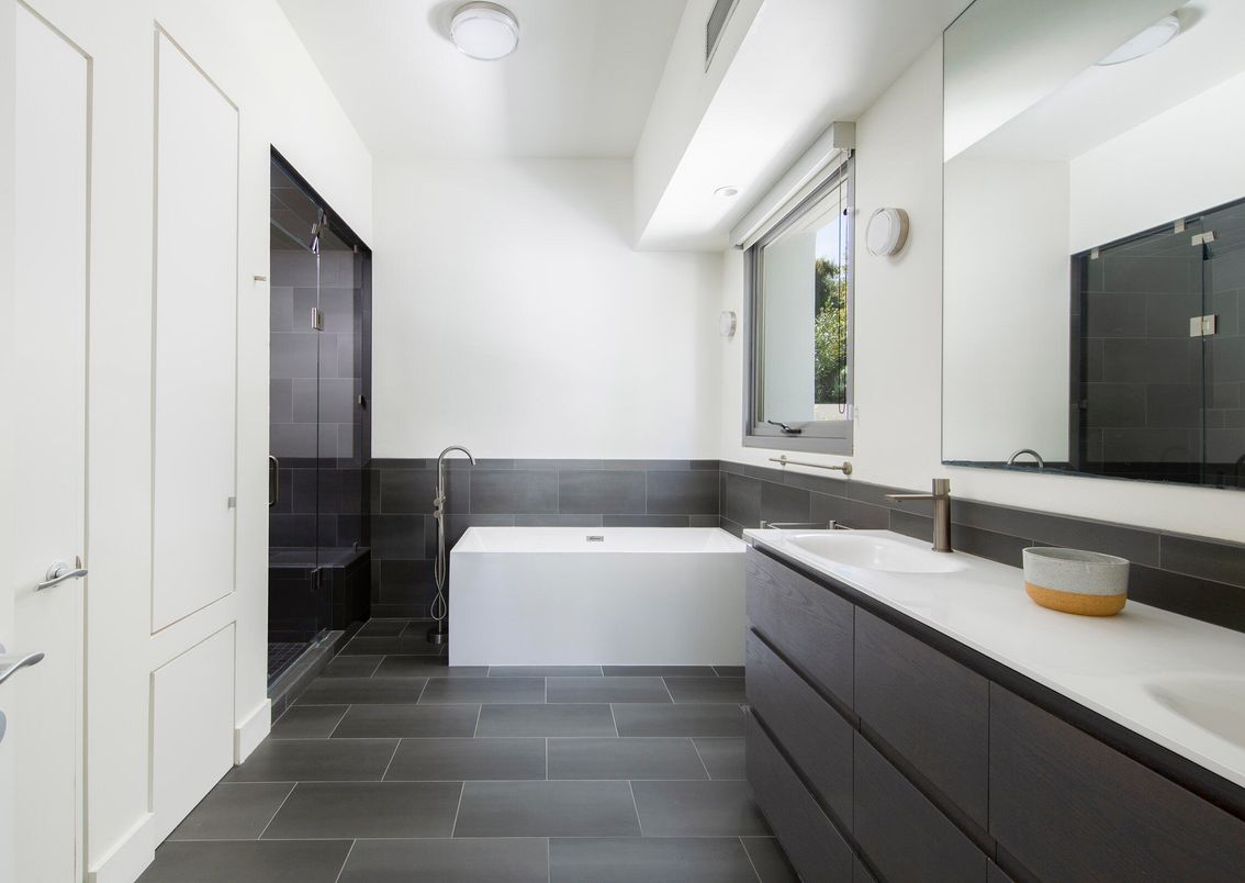 Bathroom, Dual Sink Vanities, Free Standing Baths, Interior, Recessed Lighting