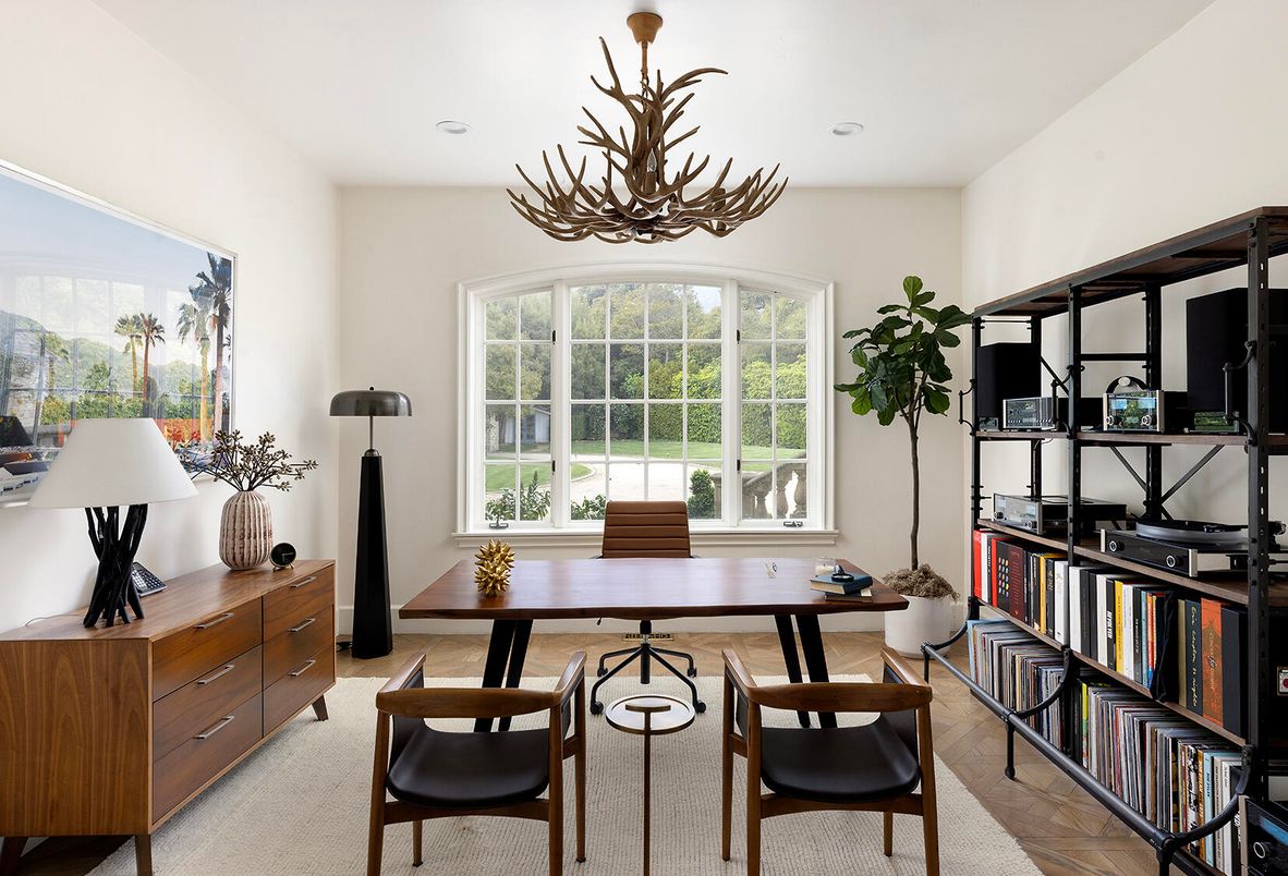 Chandelier, Home Office, Interior, Recessed Lighting
