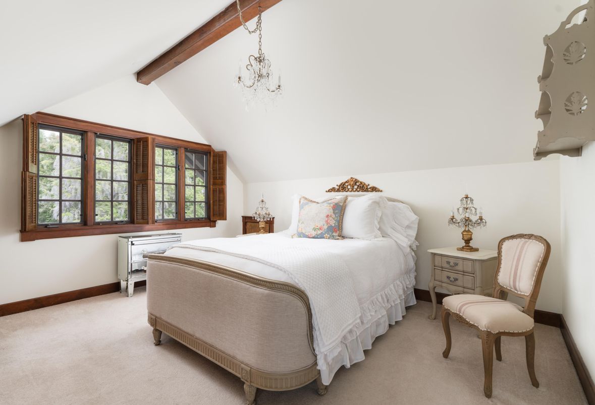 Bedroom, Chandelier, Interior, Wooden Beams