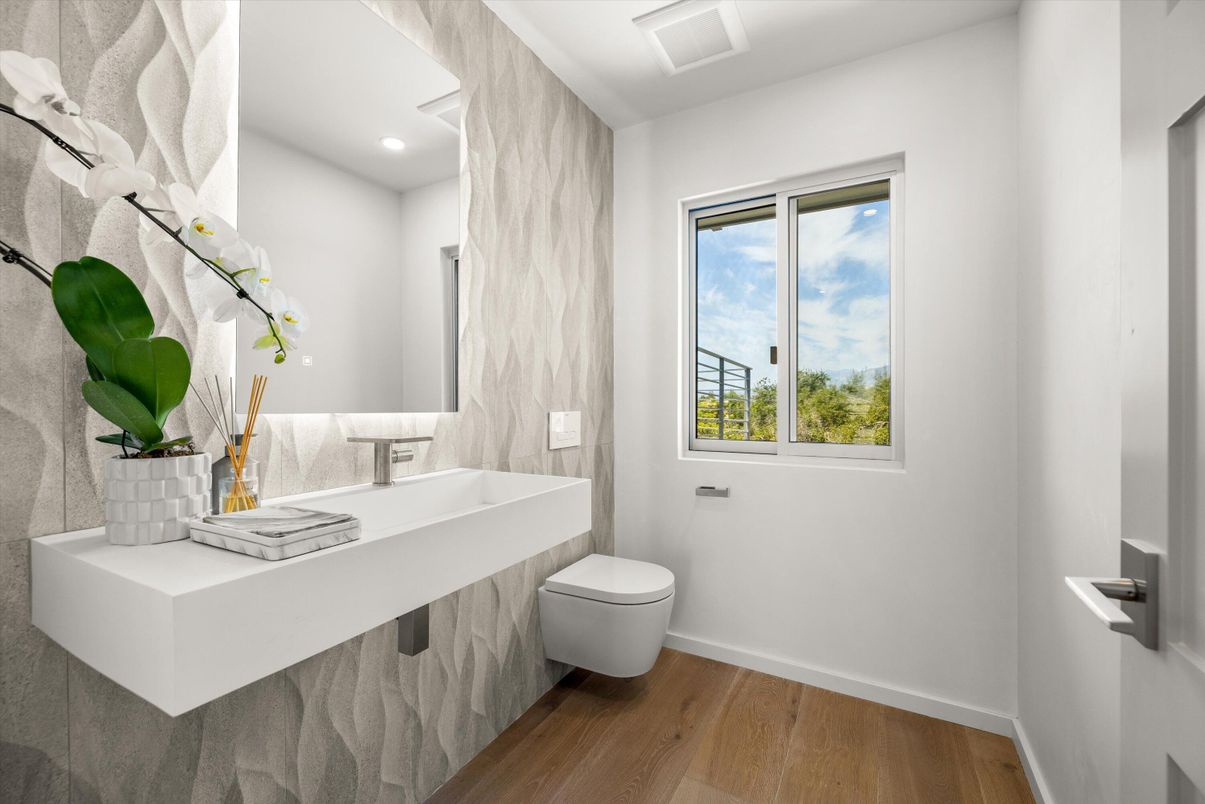 Bathroom, Interior, Recessed Lighting, Wood Texture Flooring