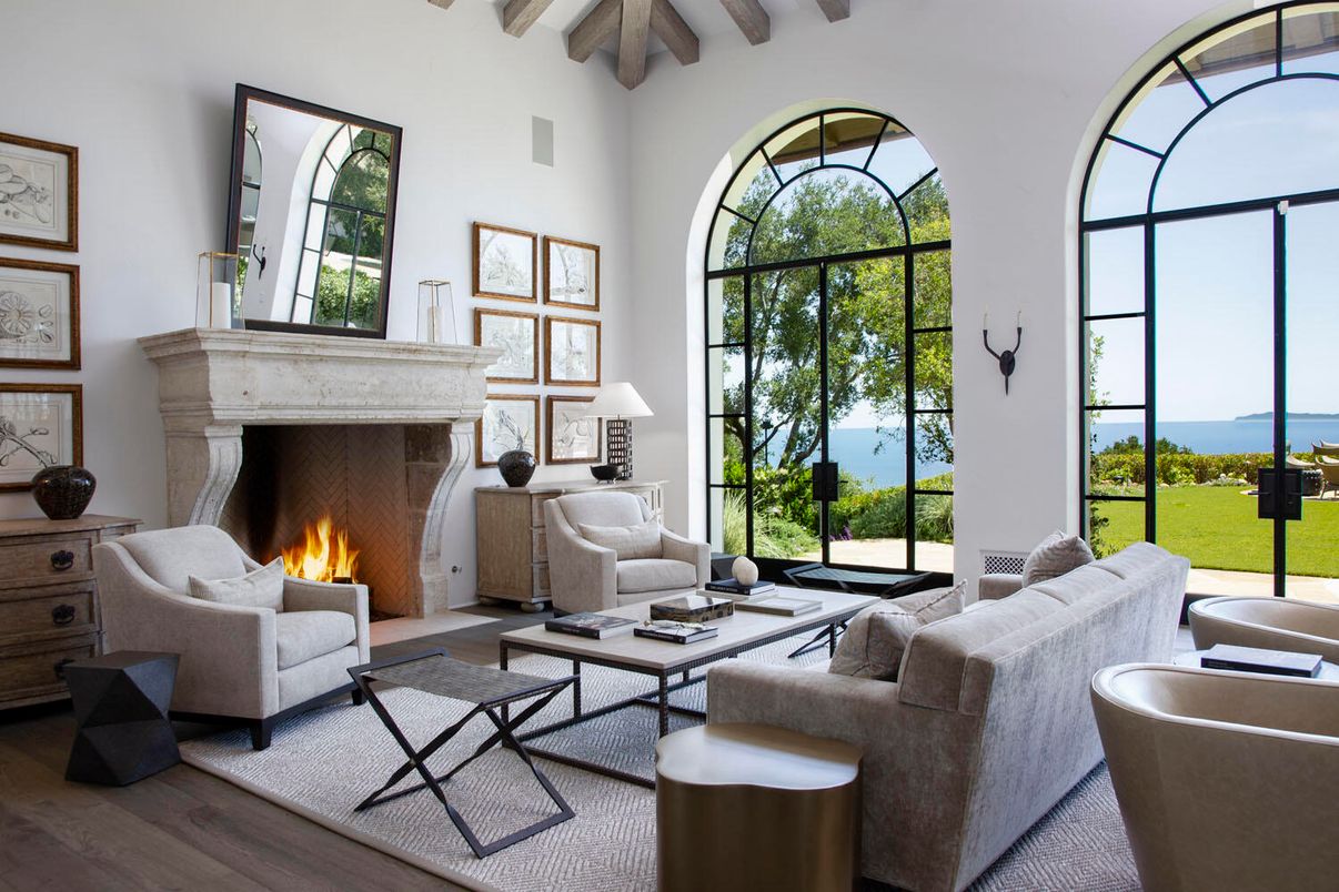 Fireplace, Interior, Living room, Water, Wooden Beams, Wood Texture Flooring