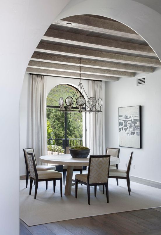 Chandelier, Dining room, Interior, Wooden Beams