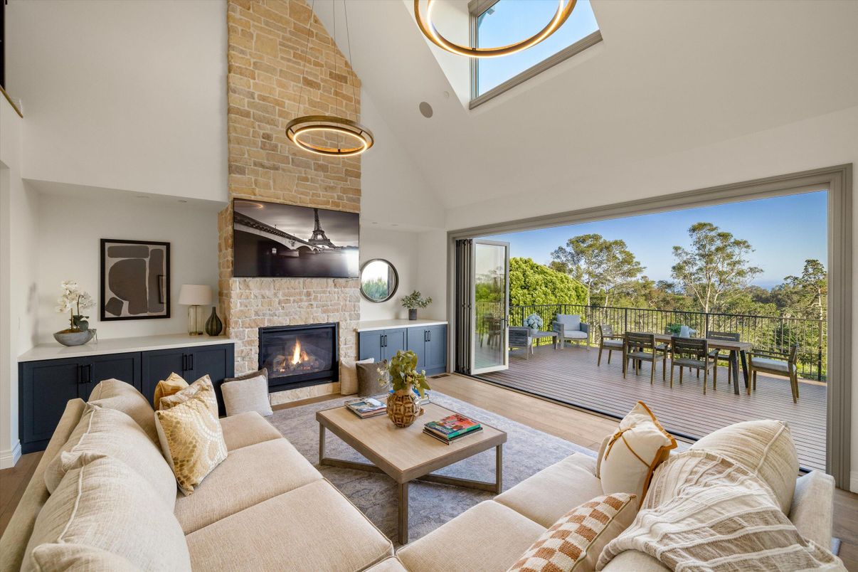 Fireplace, Interior, Living room, Stone Walls, Wood Texture Flooring