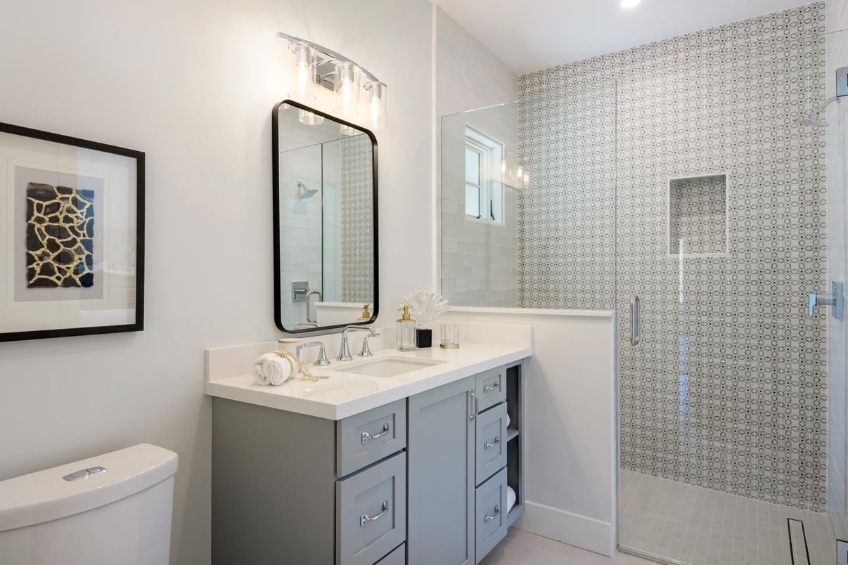 Bathroom, Glass Shower, Interior, Recessed Lighting