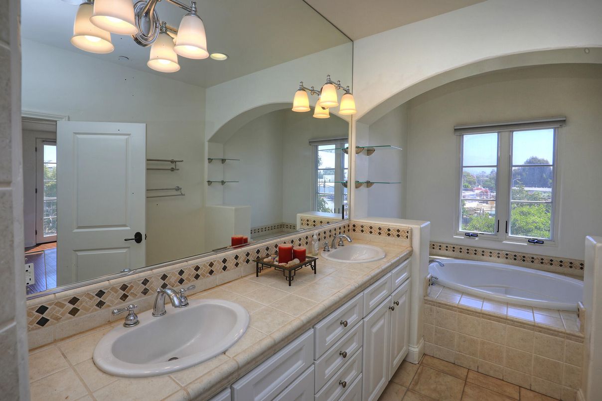 Bathroom, Dual Sink Vanities, Interior, Tile Countertops