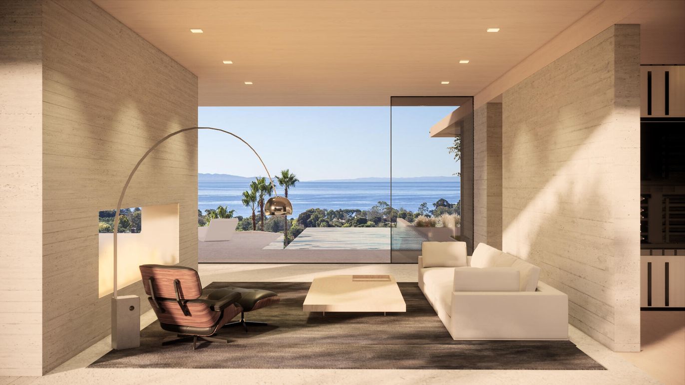 Interior, Recessed Lighting, Stone Walls, Water