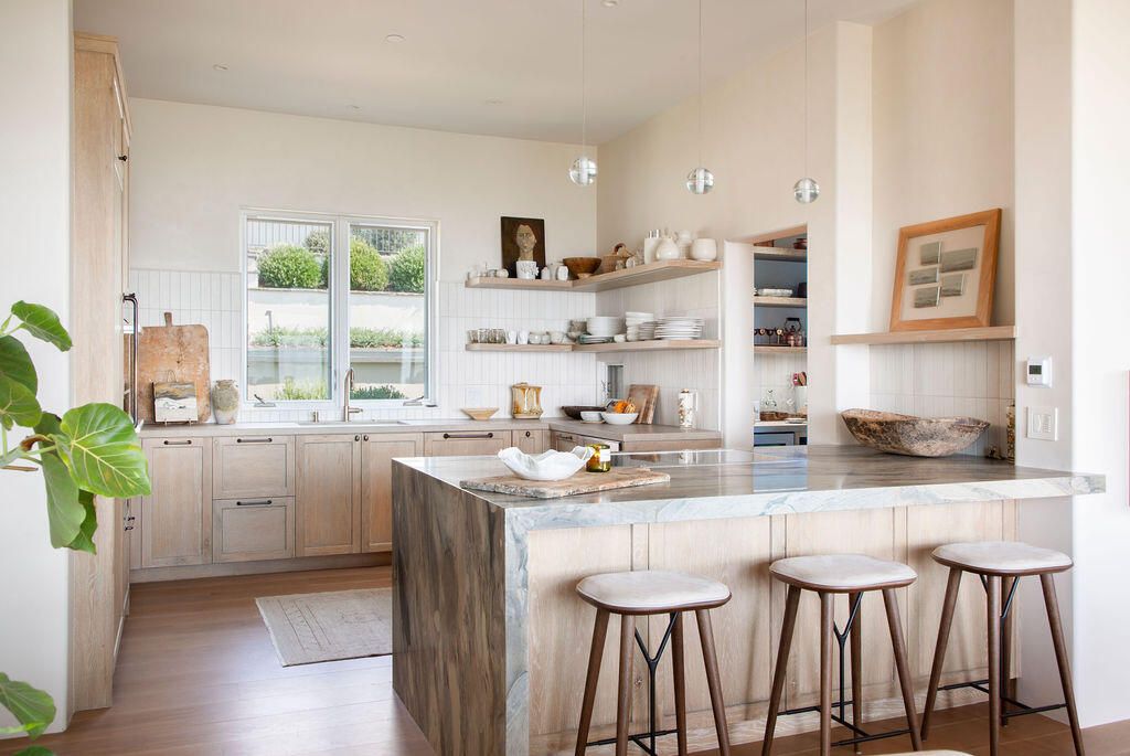 Interior, Kitchen, Pendant Lights, Wood Texture Flooring