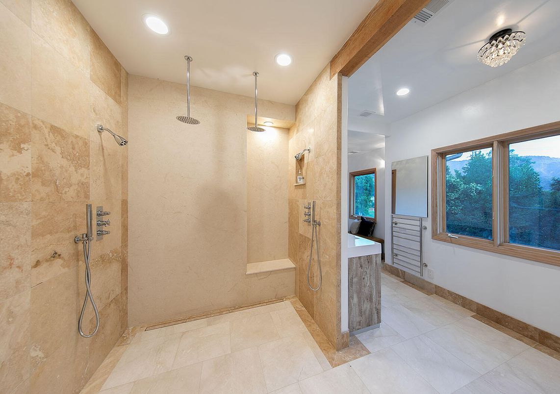 Bathroom, Glass Shower, Interior, Recessed Lighting