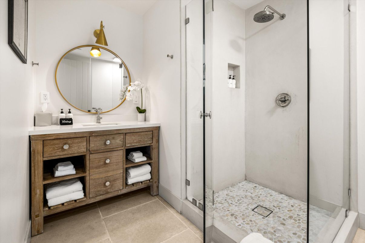 Bathroom, Dual Sink Vanities, Glass Shower, Interior