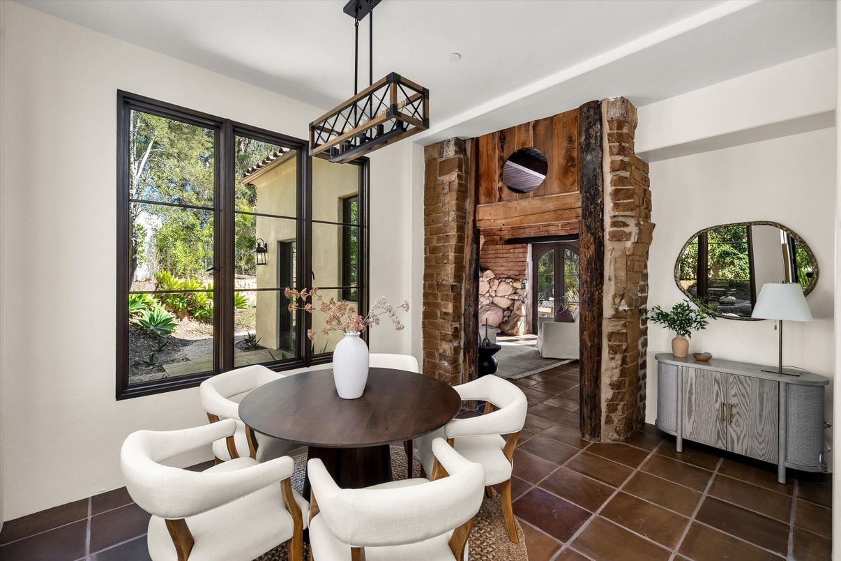Dining room, Interior, Pendant Lights, Stone Walls
